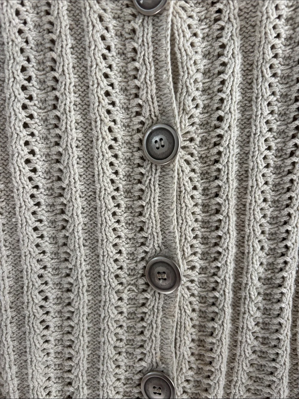 bagatelle Cream Crochet Button-Front Cardigan